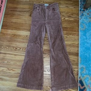 Rolla’s eastcoast flare corduroy high rise in rusty rose